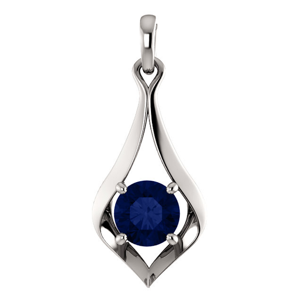 Silver Sterling Round Cut Solitaire Pendant Setting - Contemporary Style Pendant Mounting