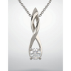 14K Gold Round Cut Solitaire Pendant Setting - Open Ribbon Style Pendant Mounting