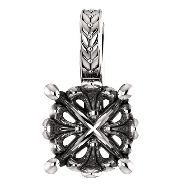 Sterling Silver Round Cut Solitaire Pendant Setting - Braided Style Pendant Mounting