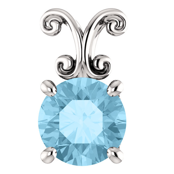 Sterling Silver Round Cut Solitaire Pendant Setting - Antique Style Pendant Mounting