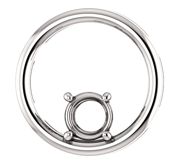 14K Gold Round Cut Solitaire Pendant Setting - Ring Style Pendant Mounting
