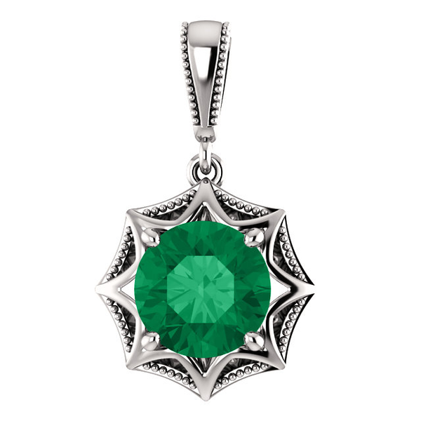 14K Gold Round Cut Solitaire Pendant Setting - Star Style Pendant Mounting
