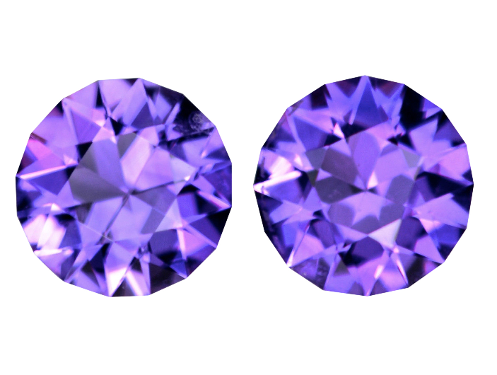 6mm Pair Natural Vivid Purple Amethyst - Round Master Cut AAA+ - Uruguay - Extra Fine Grade - NW Gems & Diamonds
