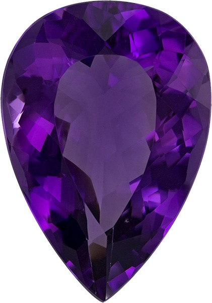 Natural Fine Vivid Deep Purple Amethyst - Pear Shape - Zambia - AAA Grade