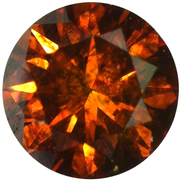 Natural Extra Fine Deep Amber Red Diamond - Round - VS2-SI1