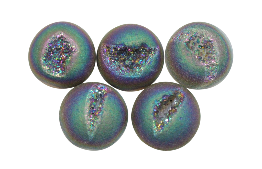 Natural Extra Fine Rainbow Drusy Agate (Druzy) - Round Cabochon - AAA+ Grade