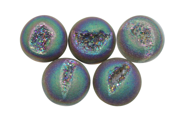 Natural Extra Fine Rainbow Drusy Agate (Druzy) - Round Cabochon - Brazil - AAA+ Grade