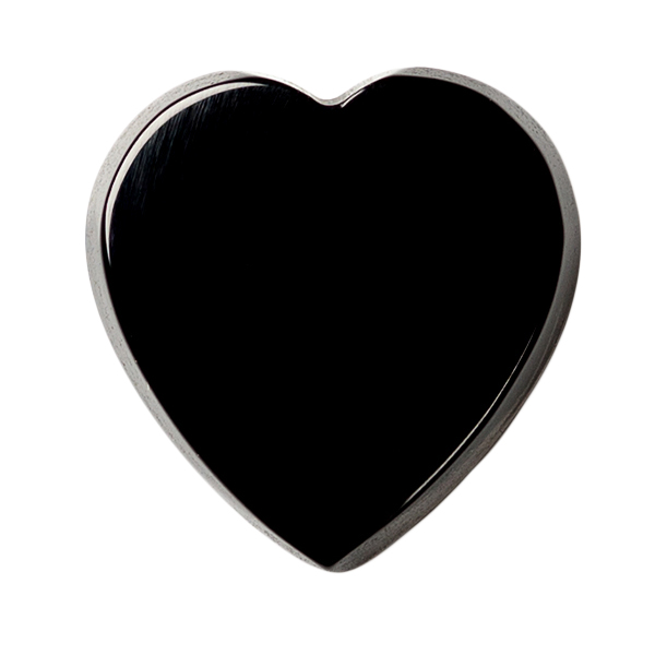 Natural Extra Fine Black Onyx - Heart Buff Top Cabochon - Brazil - AAA+ Grade