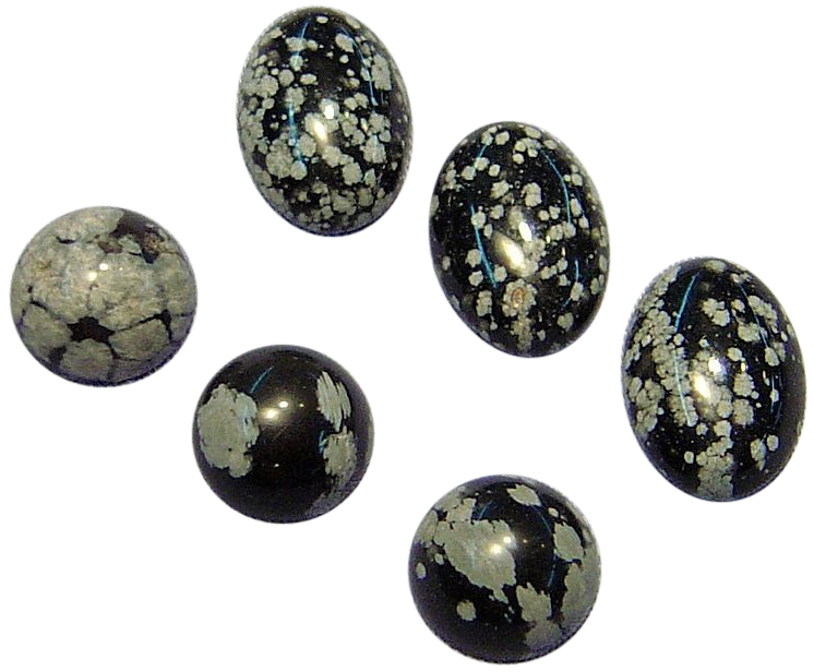 Natural Extra Fine Snowflake Obsidian - Round & Oval Cabochon - AAA+ Grade