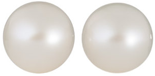 Pair Natural Extra Fine White Freshwater Pearl - Round - Half-Drilled - China - AAA+ Grade
