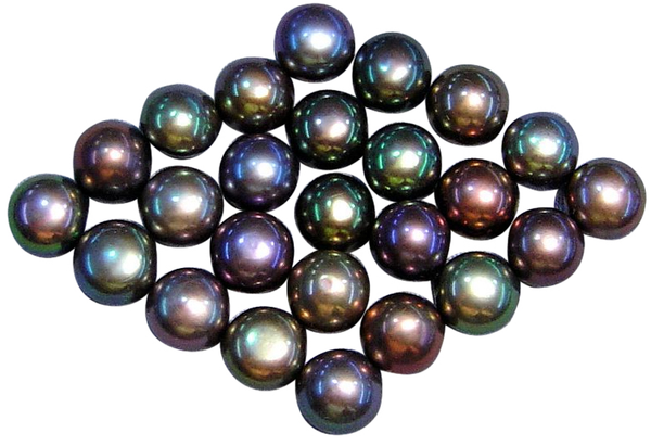 Natural Extra Fine Peacock Freshwater Pearl - Round - Half-Drilled - AAA+ Grade