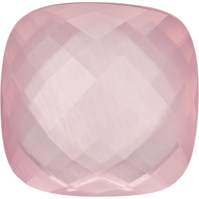 Natural Extra Fine Rose Quartz - Cushion Double-Sided Checkerboard  AAA+ Grade