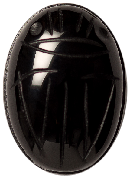 Natural Fine Black Onyx Scarab - Oval - AAA Grade