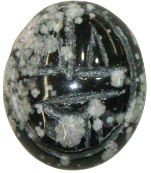 Natural Fine Snowflake Obsidian Scarab - Oval - Italy, Lipari - AAA Grade