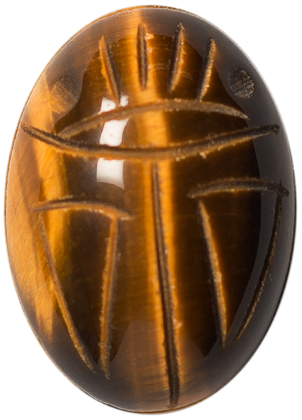 Natural Fine Deep Gold Bronze Tiger's Eye Scarab - Oval - South Africa - AAA Grade