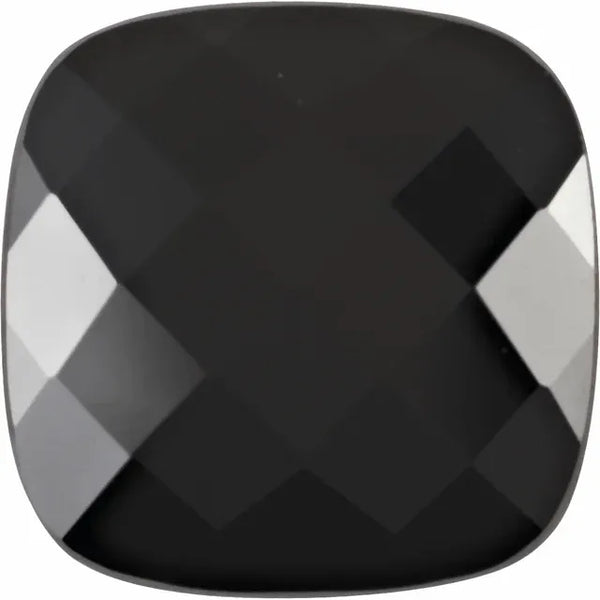 Natural Extra Fine Black Onyx - Antique Cushion Checkerboard - AAA+ Grade